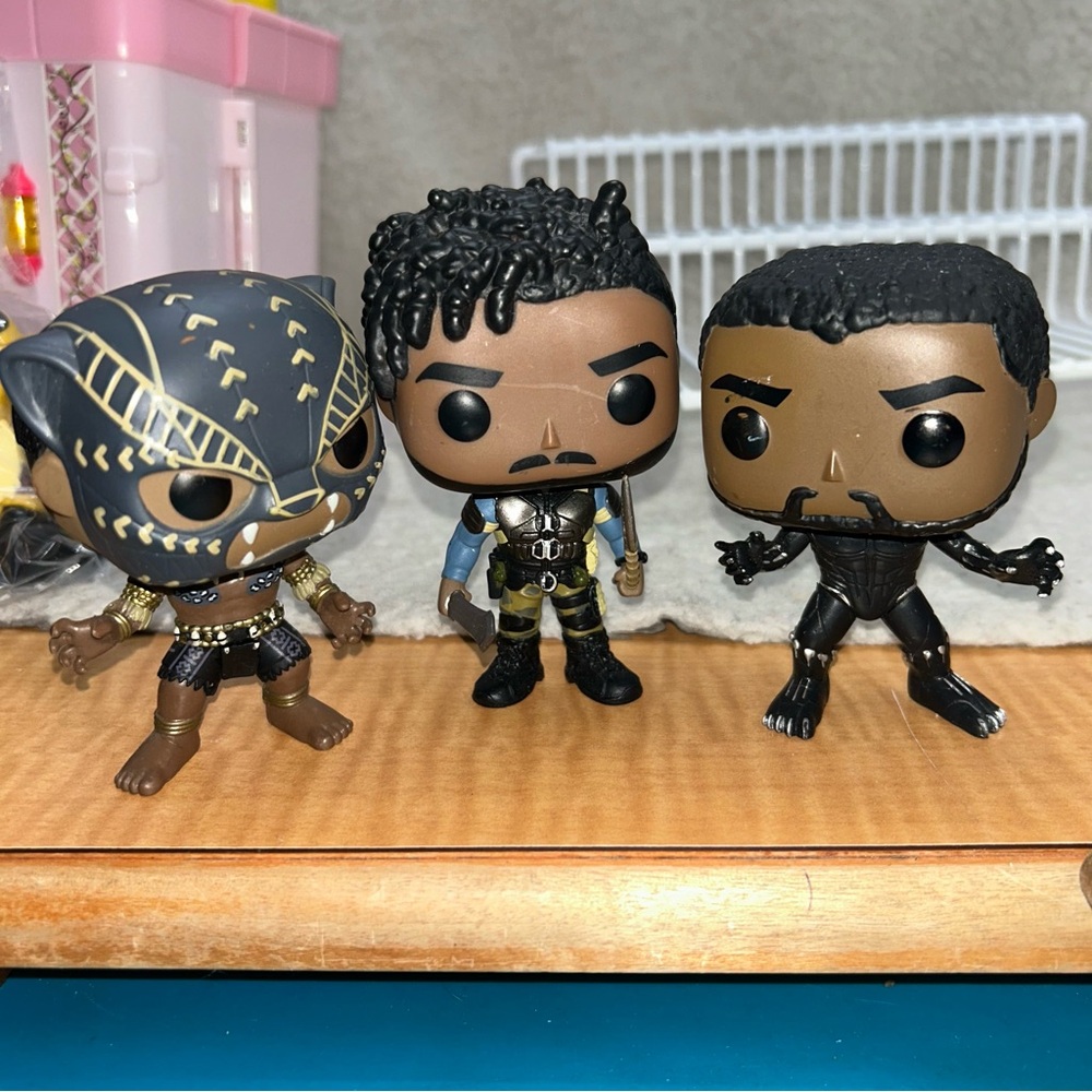 3 Funko Pop 2017 Black Panther bobble head figures used no box